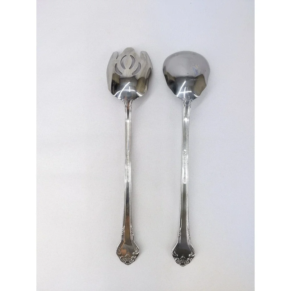 Reed & Barton Elegante Salad Serving Set 12in Silver Stainless Steel Ornate